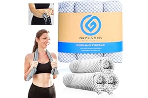 Grounded Sport ® Lightweight Microfiber Cooling Towel 3-Pack | 12" x 39" | for Exercise Spin Workout Camping Work Travel Hot Weather Women Men Neck Face | San Diego CA | Stay Grounded