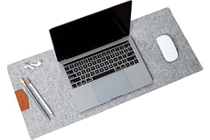 Felt Desk Pad (70 x 30 cm) Anti Slip. Made from Merino Wool Felt Gray Mouse Keyboard Desktop Pad Large Desk Mat Protective Office Mat, Water, Soil, and Lining Resistant. Sleek Design. CITYSHEEP