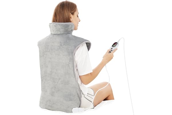 Almohadilla Térmica para Espalda y Cuello 60×100cm, 6 Niveles de Calor, Temporizador de Apagado Automático de 2 Horas, Calentamiento Rápido, Cinturón, Franela, Oficina y Hogar, Lavable a Máquina