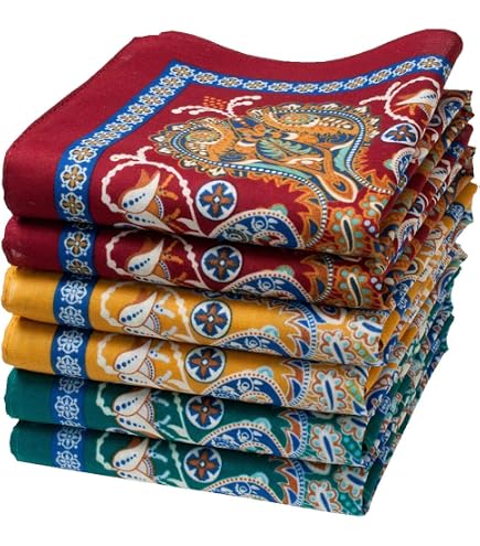 Mouchoirs Tissu Merrysquare - 6 Pièces 40x40cm | Imprimé Fleurs | 100% Coton | Modèle AGATHE