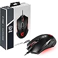 MSI CLUTCH GM08 Gaming Mouse - 4200 DPI Optical Sensor, Symmetrical, 10M+ Click Switches, 6-Buttons, Weight Adjustable, Red LED, 92g - Wired