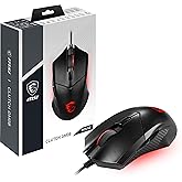 MSI Clutch GM08 – Ratón Gaming con Sensor Óptico 4200 dpi, Ajuste de Peso, RGB Rojo, 6 Botones Programables, Diseño Ergonómic