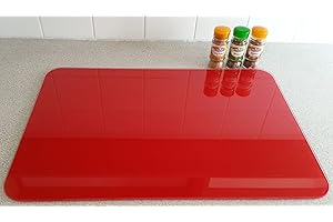 Red Smooth & Flat Float Glass Worktop Saver - 50 x 40cm by Pearl Glass