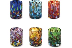 MAZZEGA ART & DESIGN Bicchieri SHOT Tequila in Vetro Soffiati e Lavorati a Mano con Murrine Murano I Colori di Murano Modello SHOT 70 ml Made in Italy (MIX, 6)