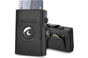 BAIGIO AirTag Carteras para Hombre con Monedero, Tarjetero Hombre con Bloqueo RFID para 8 Tarjetas, Billeteras para Hombres Carteiras Porta Cartoes Homem Smart Wallets for Men con Caja Regalo, Negro