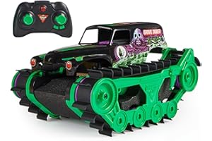Monster Jam, Grave Digger Trax – bardzo mocny, zdalnie sterowany pojazd łańcuchowy Monster Jam w skali 1:15, do terenu terenowego na lądzie i w wodzie – odpowiedni dla chłopców i dziewczynek od 4 lat