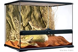 EXO TERRA Exoterra Terrarium en Verre pour Reptiles et Amphibiens 60x45x45 cm, Transparent - noir
