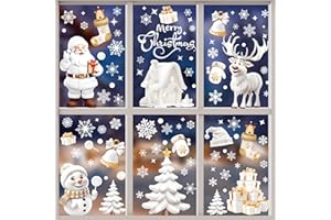 GOMANCHE 190 Pièce NoëL Autocollants Fenetre, Stickers Noel Fenetre Réutilisable Amovible Statique PVC Grand Autocollants pour Deco NoëL Intérieur