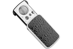 Fancii Lupa Portátil de Bolsillo con Luz LED y Luz UV, Lentes Múltiple de Aumentos 10X, 20X, 30X - Lupa Joyero para Diamantes, Gemas, Monedas, Minerales y Geologo