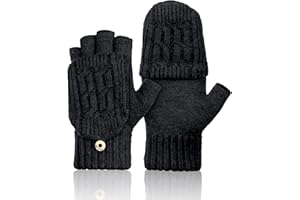 Kiiwah Mitaine Femme Hiver Chaud, Gants Sans Doigts, Moufles Homme Convertibles avec Rabat pour Adultes, Adolescents