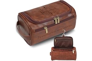 Easycosy Neceser Hombre en Piel Personalizado - Bolsa de Aseo Compacto para Viaje, Regalo para Papá, Amantes y Amigos