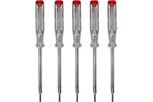 H+H Werkzeug Tester standardowy, 45500, 5 x 45500, tester napięcia/fazy do 250 V, sprawdzony zgodnie z VDE 0680, Made in Germany, przezroczysty/czerwony, 190 mm