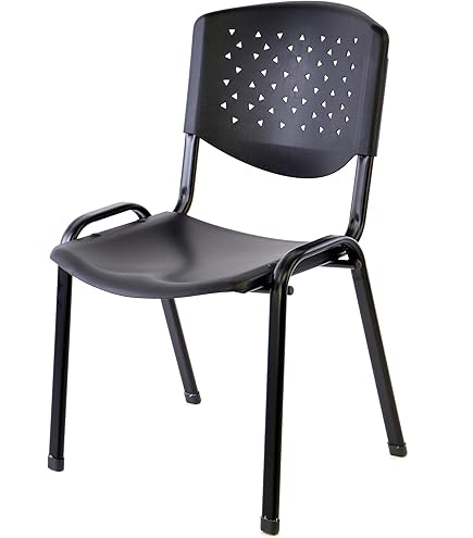 Nexos Trading Bürostuhl Schwarz - Stapelbarer Konferenzstuhl Mit Gepolsterter Sitzfläche 52,5x45x80cm
