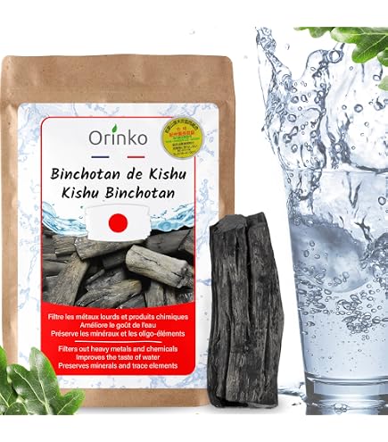 Charbon Actif Binchotan ORINKO X5 - Purificateur D'Eau Naturel Japonais - Filtre 2L/jour Pendant 6 Mois