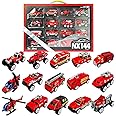 OTONOPI Fire Engine Toy Fire Truck Die Cast Emergency Rescue Vehicles Fire Fighter and Helicopter Toy City Action Fire Toy Car Play Set for Kids Pack of 15