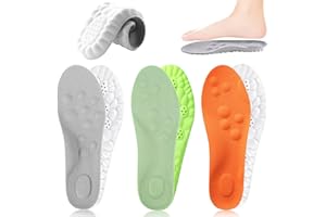 BINYI Plantillas Memory Foam Plantilla Fascitis Plantar 3 Pares Plantillas Pies Planos para Mujer y Hombre Insoles Pies Cavos Palmilhas Transpirables para Zapatillas Deportes Trabajo Botas (39-40 EU 255mm)