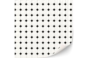 TEXTURKONTOR 3 Sheets of Self-Adhesive Floor Tiles for Dollhouses 1:12th Scale (White with Black Diamonds)