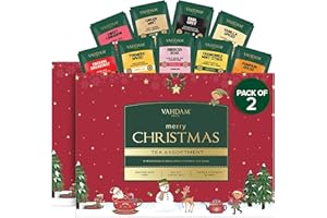 VAHDAM, Buon Natale - Set Regalo Di Tè Di Natale (9 Bustine Di Tè Individuali, Set Di 2) Edizione Limitata | Senza Glutine, Senza OGM | Regali Per Donne E Uomini