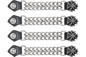 Dream Apparel 4 x Motorradwesten-Verlängerungen für Damen, Biker-Westen-Verlängerungen mit Lederenden und doppelten Chrom-Ketten