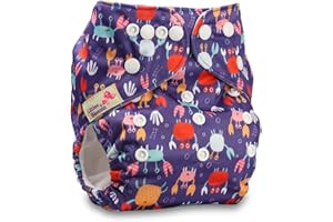 Littles & Bloomz, Reusable Pocket Cloth Nappy, Fastener: Popper, Set of 1, Pattern 8, Without Insert