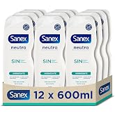 Sanex Neutral Without Moisturizing Shower Gel, Pack 12 x 600 ml | All Skin Types Gel, Essential Ingredients, Triple Action Hy