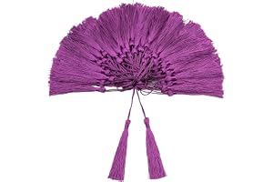 VAPKER 100 stycken aubergine färg tofsar 13 cm / 5-tums silkeslen handgjord mjuk tofsar, tandtråd, bokmärke, tofsar med 2-tums slinga, för smyckestillverkning, gör-det-själv-projekt, bokmärken