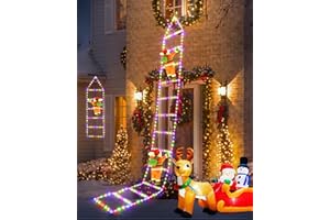 iShabao Luci Decorazioni Natale per Esterno, 3M 310LED Luce Addobbi Natale a Scaletta con 8 Modalità Funzione Timer e Memoria, Colorate Luci Natalizie per Interno Balconi Finestre (Senza Babbo Natale)