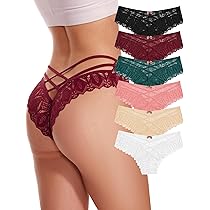 Evolyline Set van 6 strings tanga voor dames, tanga, kanten slips, sexy lingerie, onderbroeken, string voor dames, sexy lage taille, onderbroeken, ademend, ondergoed voor vrouwen, zwart, XL