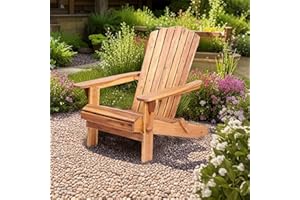 Ptsuker Folding Adirondack Chair For Relaxing Garden Chair Outdoor, Stackable, Arm Rest, Ergonomic, Wooden Accent Furniture Lounge Chairs for Garden, Patio, Backyard Deck