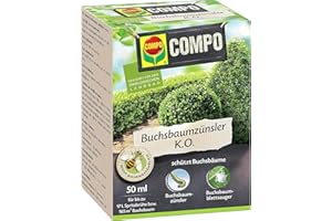 COMPO Buchsbaumzünsler K.O. - Spritzmittel - schnelle Hilfe bei Schädlingen an Buchsbäumen - Konzentrat mit Dosierbecher - für gesunde Pflanzen - 50 ml