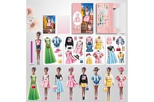BVI BOOMERVIVI Magnetische Anzieh-Puppen, Anzieh-Papierpuppen für Mädchen Alter 3+, Hübsche Prinzessin-Spiel-Papierpuppen Anzieh-Spielzeug-Set (Prinzessin Eva Set)