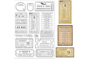 GLOBLELAND Vintage Ticket Clear Stamps Travel Air Train Ticket Silicone Clear Stamp Seals pour Cartes Making DIY Scrapbooking Photo Journal Album Décoration, 21x14.8cm / 8.3x5.8inch