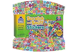 PURPLE LADYBUG 1260 Scratch and Sniff Smelly Stickers - 810 Large & 450 Small Scented Stickers in 15 Scents for Kids & Teachers - Perfect Christmas Gifts, Stocking Fillers, Rewards