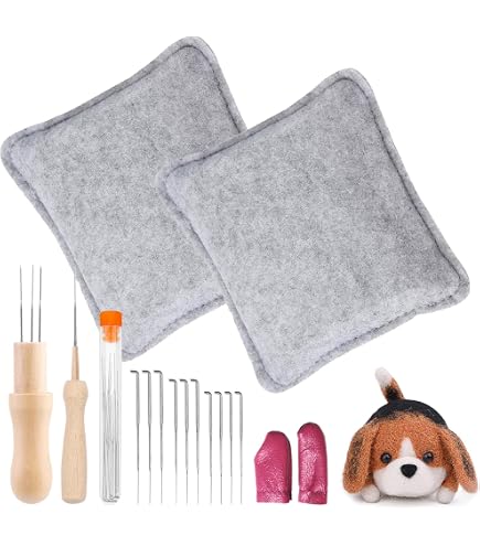 Kit Feutrage à L'Aiguille Complet - Tapis Rectangulaire 15,5x12,5 Cm, Aiguilles Et Porte-Aiguille Pour Débutants Création Laine Feutrée Artisanat