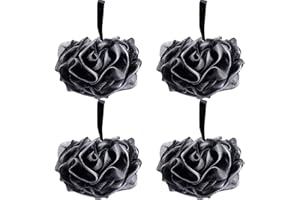Umitive Bagno doccia spugna, 4Pcs di spazzola esfoliante per corpo in luffa a rete nera, spugna in luffa per pelle pulita per il bagno, confortevole e morbida