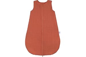 MAKIAN - Gigoteuse Ete en Gaze, Legère, Tog 1, sans Manches - Turbulette Legere en 100% Coton Respirant Oeko-Tex - (Terracotta, 80 cm)