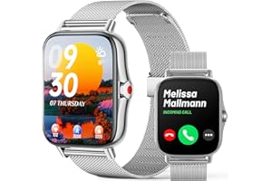 FMK Smartwatch Donna Orologio Chiamate e whatsapp - 1,69'' Smart Watch Pressione sanguigna con Musicale Cardiofrequenzimetro Monitor Sonno SpO2 Contapassi Cronometro Fitness Tracker