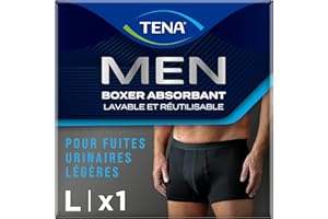 TENA Men - Caleçon de Protection Lavable Homme - Pour les Fuites Urinaires Légères - Coupe Classique - Noir - L