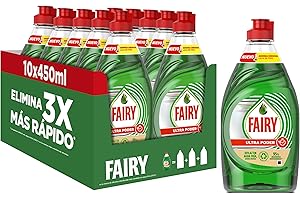Fairy, Ultra Poder Lavavajillas Líquido a Mano, 4,5 L (10 x 450 ml), Óptimo Poder Antigrasa