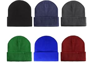 Geebuzz 6 Pack Beanie Cap for Kids, Children's Girls Boys Colorful Warmer Stretchy Knitted Beanie Hat Unisex 1-10 Years Skull Beanie Hat Caps for Winter Autumn