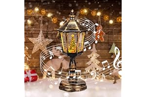 Joellfuner Weihnachts Schneekugel Laterne, Weihnachtslaterne mit Schneegestöber Musik & Licht, USB/Batteriebetriebene, Schneekugel Laterne Wasserlaterne Geschenk für Weihnachtsdeko Tischdeko