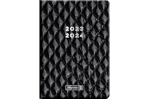 BRUNNEN Schülerkalender „Quilt“ 2023/2024 2 Seiten = 1 Woche A5 schwarz