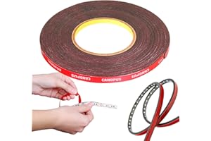 CANOPUS Profesional Impermeable 3M Cinta Doble Cara Extrafuerte 10mm x 9,75m 3M Cinta Adhesiva Doble Cara Para Tiras LED, Decoración del Hogar, Interiores, Exteriores, Cinta Doble Cara Para Coche