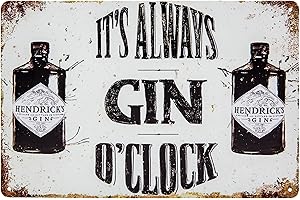 LUCKYLINDE Targa in metallo, 30 x 20 cm, stile retrò, per bar, ricette cocktail, decorazione da parete per amanti del Gin Tonic e intenditori