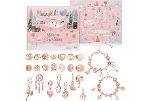GWHOLE Calendrier de l'Avent 2025 Bijoux Fille, 24 Surprises Advent Calendar Bracelet DIY en Acier Inoxydable, Cadeau Noel Fille Enfant 6 7 8 9 10 11 12 ans Ado Original - Or Rose