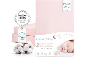 COMFIER SLEEP Next To Me Crib Sheets 51x85cm Award Winning 100% Organic Cotton Fully Fitted and Completely Natural Crib Sheets Pink Set of 2 Ultra-soft and Comfortable Tutti Bambini Cozee Sheets