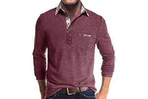 Comilaka Polo Hombre Manga Larga Contraste Camiseta Poloshirt Casuales Otoño Invierno