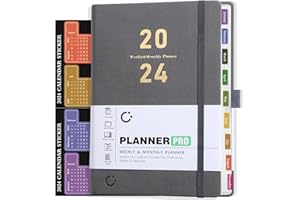 Gumiho Agenda Journalier 2024,Scolaire Semainier -21,3 × 14,7cm- (Janvier à Décembre 2024) une page par jour,Poche intérieure,Couverture Rigide (Gris)