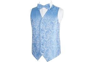 Alizeal Boys Classic Paisley Bow Tie and Suit Vest Set