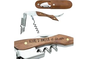 ERNESTINE - Tire-bouchon sommelier en acier inoxydable gravé, professionnel, avec coupe-bouteille, ouvre-capsule et couteau - Cadeau personnalisé pour homme femme - Ouvre-bouteille cadeau anniversaire